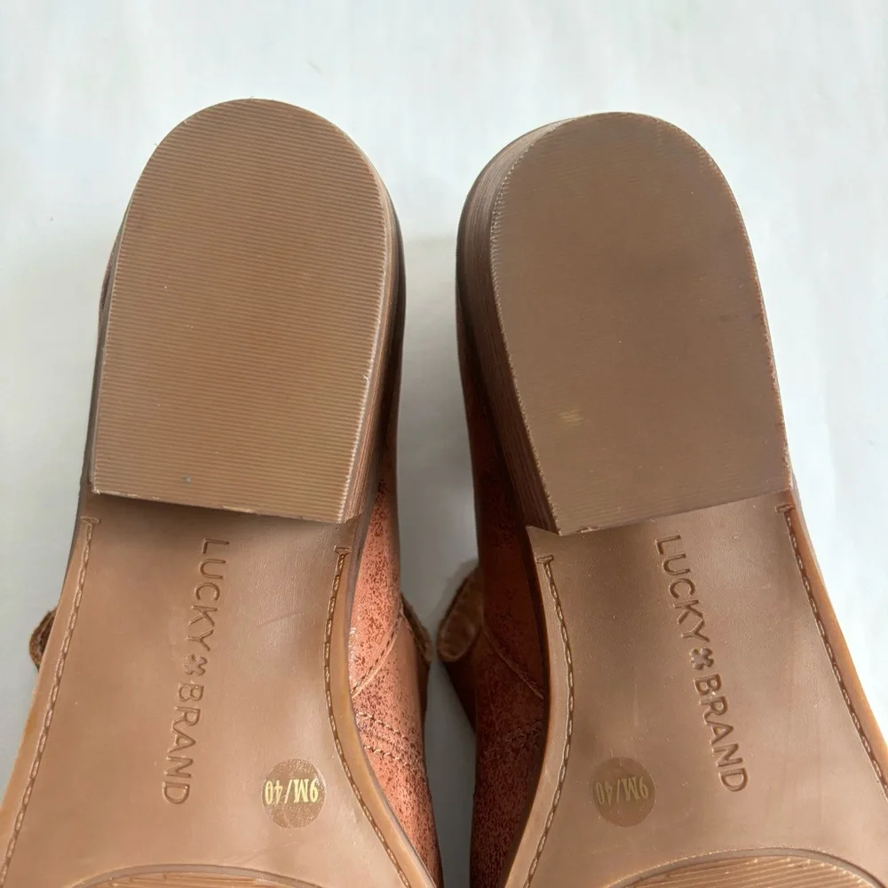 Lucky Brand Mahzan Loafer Slip On Leather Booties Toffee Color Brown Size 9 - Picture 13 of 17